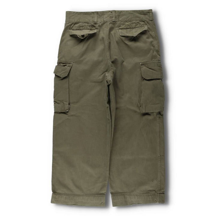 French Army M-47 Early Model Double Knee Military Cargo Pants, Men's Size W36 (approx.), Vintage unclear Khaki type Vintage Second Hand