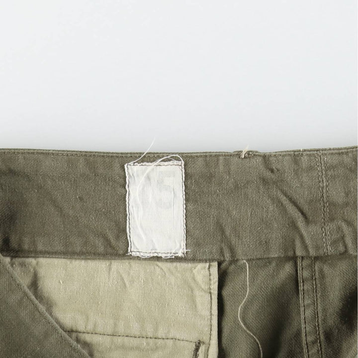 French Army M-47 Early Model Double Knee Military Cargo Pants, Men's Size W36 (approx.), Vintage unclear Khaki type Vintage Second Hand