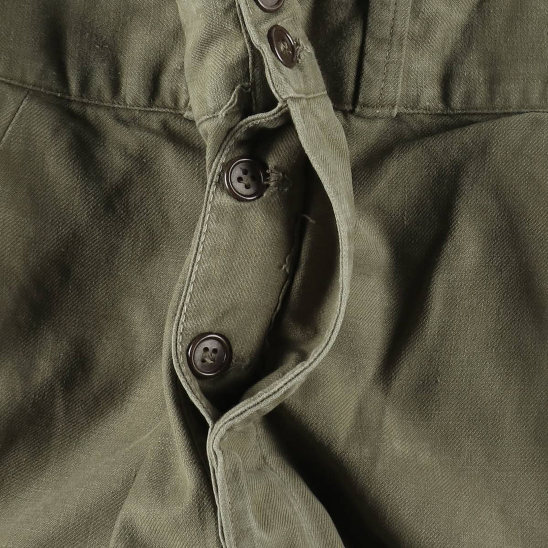 French Army M-47 Early Model Double Knee Military Cargo Pants, Men's Size W36 (approx.), Vintage unclear Khaki type Vintage Second Hand