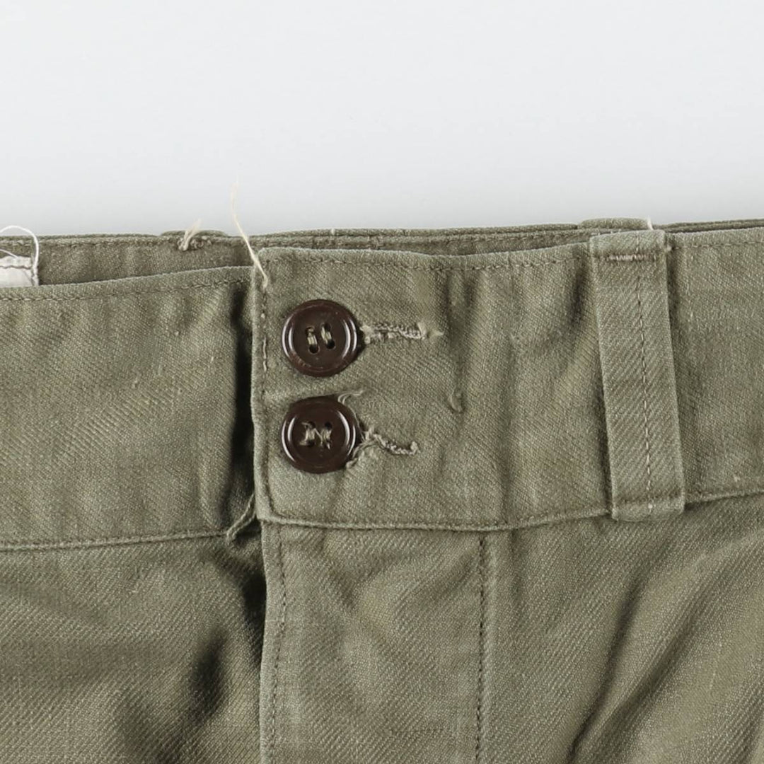 French Army M-47 Early Model Double Knee Military Cargo Pants, Men's Size W36 (approx.), Vintage unclear Khaki type Vintage Second Hand