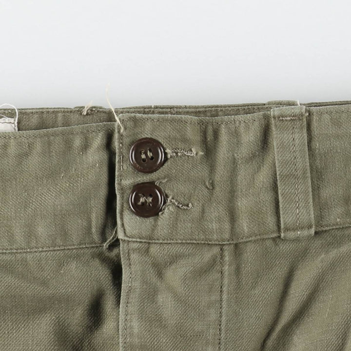 French Army M-47 Early Model Double Knee Military Cargo Pants, Men's Size W36 (approx.), Vintage unclear Khaki type Vintage Second Hand
