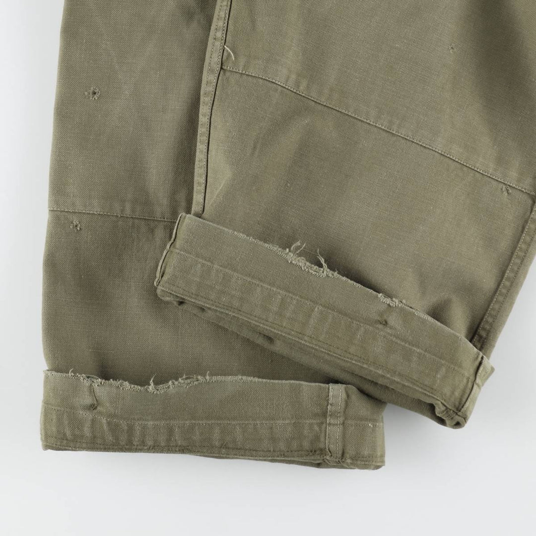 French Army M-47 Early Model Double Knee Military Cargo Pants, Men's Size W36 (approx.), Vintage unclear Khaki type Vintage Second Hand