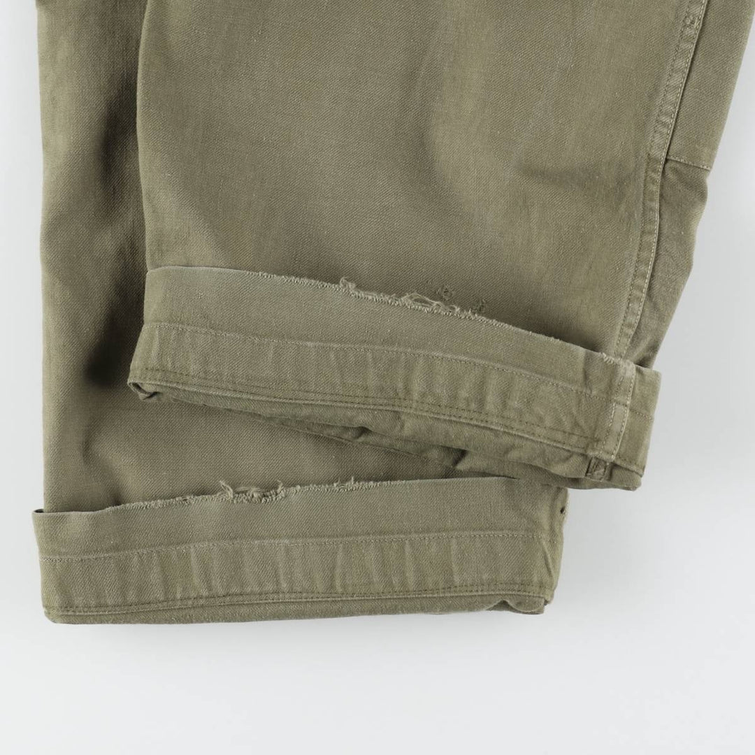 French Army M-47 Early Model Double Knee Military Cargo Pants, Men's Size W36 (approx.), Vintage unclear Khaki type Vintage Second Hand