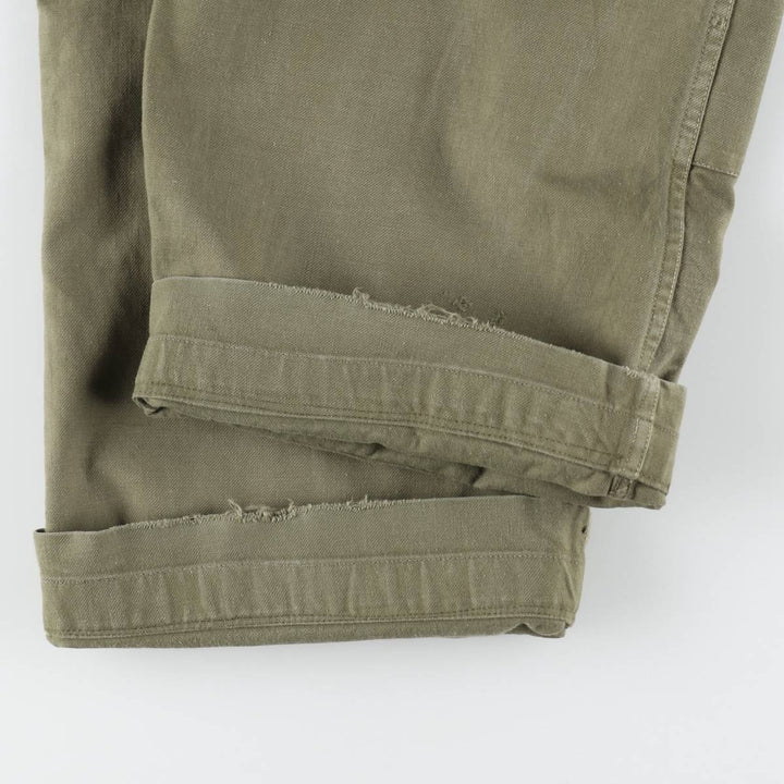 French Army M-47 Early Model Double Knee Military Cargo Pants, Men's Size W36 (approx.), Vintage unclear Khaki type Vintage Second Hand