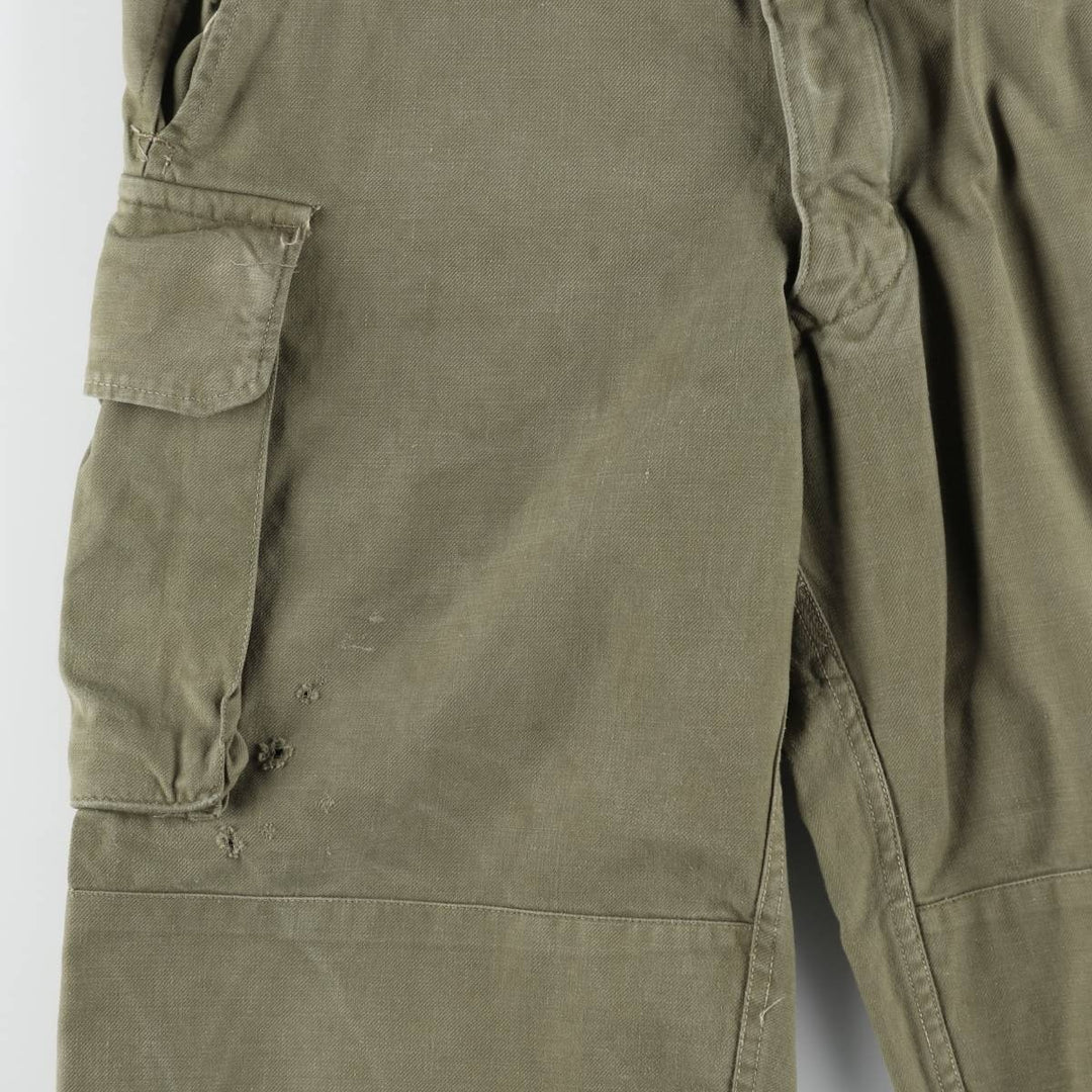 French Army M-47 Early Model Double Knee Military Cargo Pants, Men's Size W36 (approx.), Vintage unclear Khaki type Vintage Second Hand