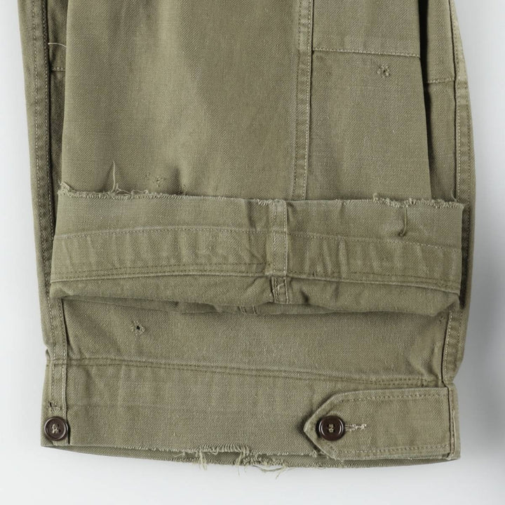 French Army M-47 Early Model Double Knee Military Cargo Pants, Men's Size W36 (approx.), Vintage unclear Khaki type Vintage Second Hand