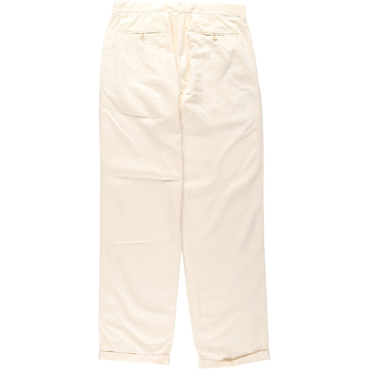 Ralph Lauren POLO by Ralph Lauren Two-Pleat Silk x Cotton Slacks Pants, Men's Size W33 (approx.) silk ivory Vintage Second Hand