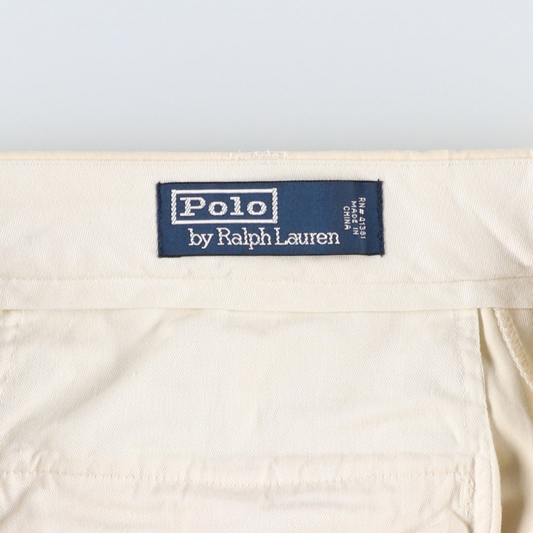 Ralph Lauren POLO by Ralph Lauren Two-Pleat Silk x Cotton Slacks Pants, Men's Size W33 (approx.) silk ivory Vintage Second Hand