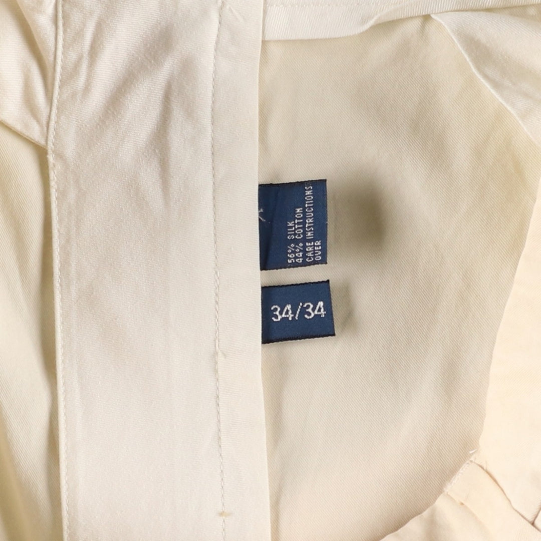 Ralph Lauren POLO by Ralph Lauren Two-Pleat Silk x Cotton Slacks Pants, Men's Size W33 (approx.) silk ivory Vintage Second Hand