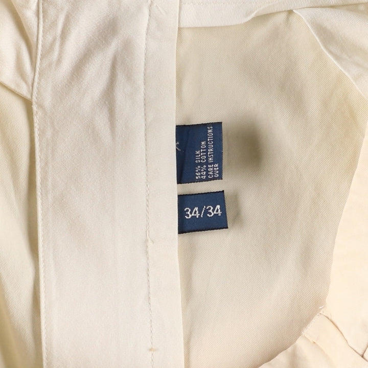 Ralph Lauren POLO by Ralph Lauren Two-Pleat Silk x Cotton Slacks Pants, Men's Size W33 (approx.) silk ivory Vintage Second Hand
