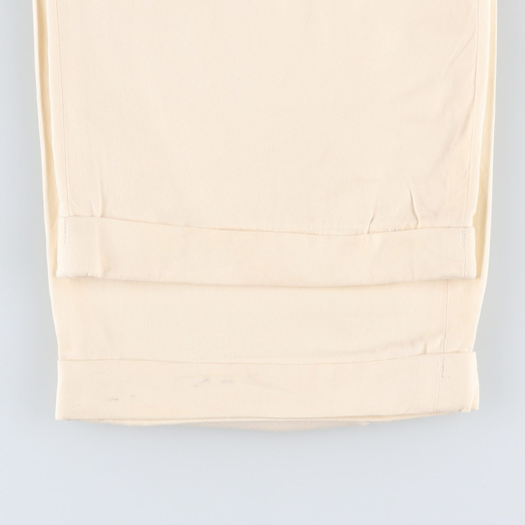 Ralph Lauren POLO by Ralph Lauren Two-Pleat Silk x Cotton Slacks Pants, Men's Size W33 (approx.) silk ivory Vintage Second Hand