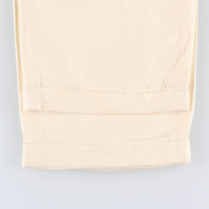 Ralph Lauren POLO by Ralph Lauren Two-Pleat Silk x Cotton Slacks Pants, Men's Size W33 (approx.) silk ivory Vintage Second Hand