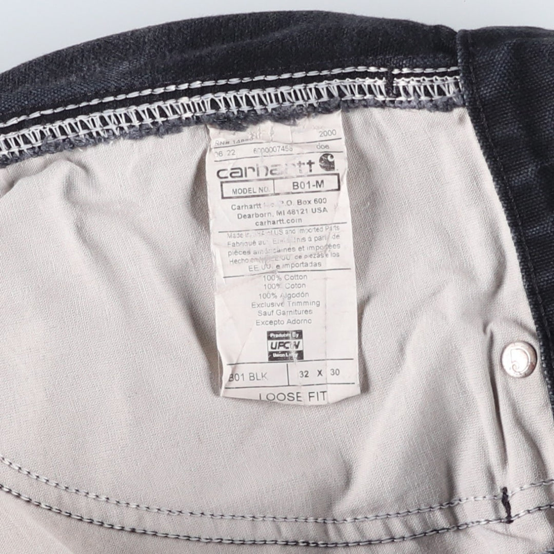 Carhartt Loose Fit Double Knee Duck Painter Pants, Made in USA, Men's, W31 equivalent cotton black type Vintage Second Hand