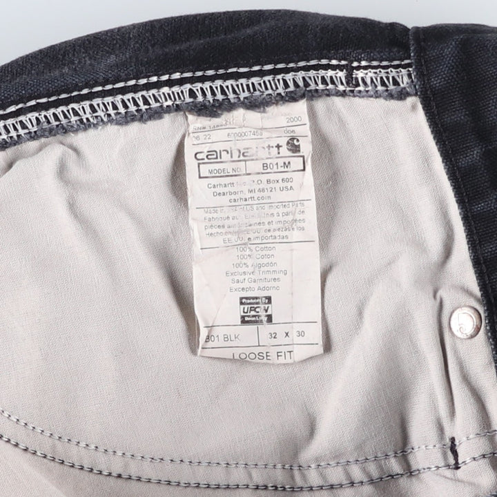 Carhartt Loose Fit Double Knee Duck Painter Pants, Made in USA, Men's, W31 equivalent cotton black type Vintage Second Hand