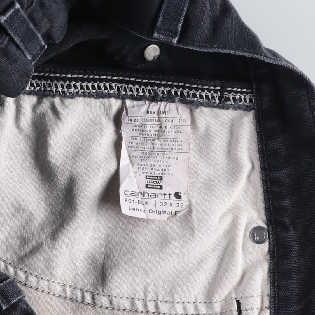 Carhartt Loose Original Fit Double Knee Duck Painter Pants, Made in USA, Men's W30 (approx.) cotton black type Vintage Second Hand