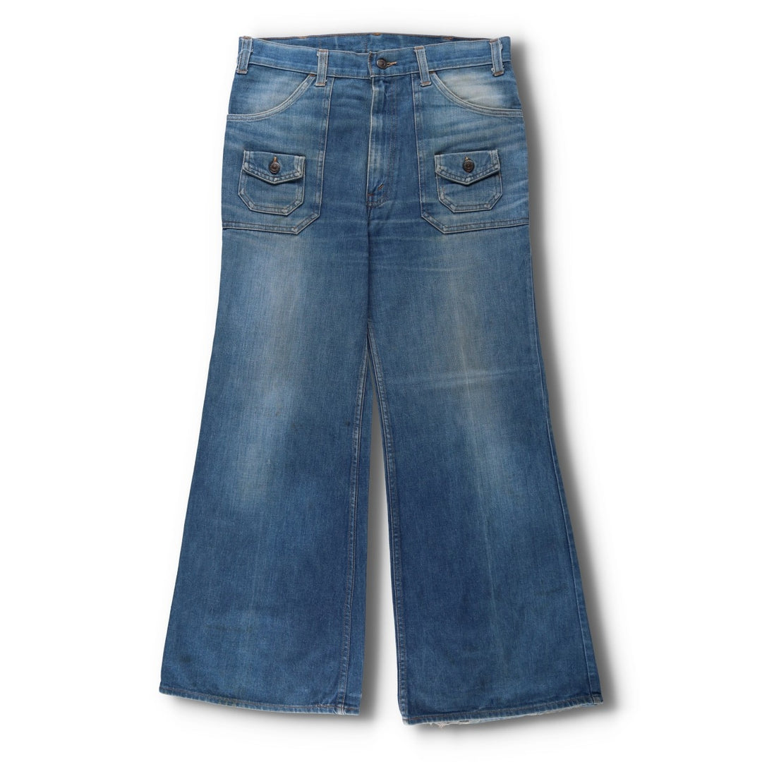 1970'S Levi's Big E bell-bottom denim pants, men's size W34 (approx.), vintage. unclear blue type Vintage Second Hand