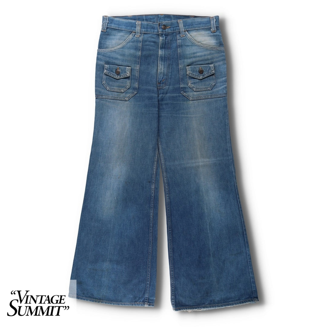 1970'S Levi's Big E bell-bottom denim pants, men's size W34 (approx.), vintage. unclear blue type Vintage Second Hand