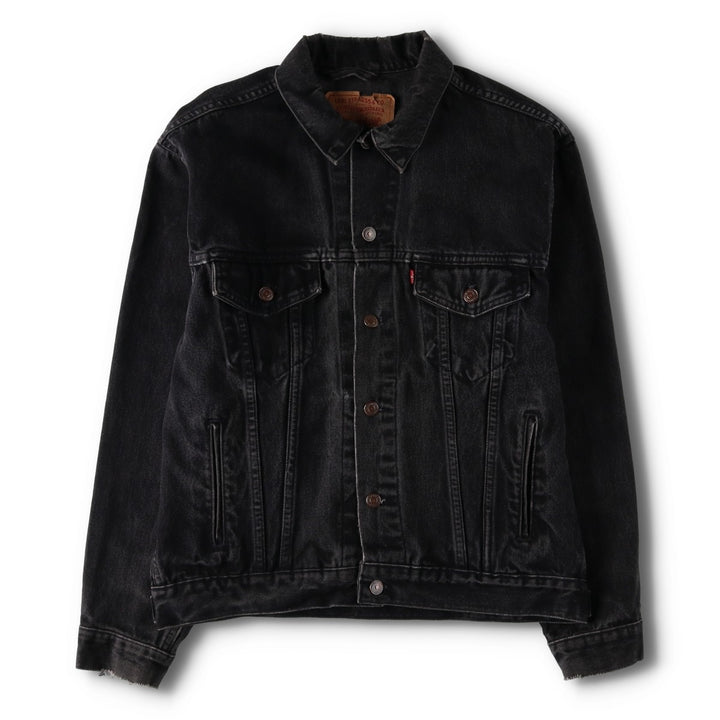1990'S Levi's 70507-4159 Black Denim Jacket, Made in USA, Men's Size M (Equivalent), Vintage cotton black type Vintage Second Hand