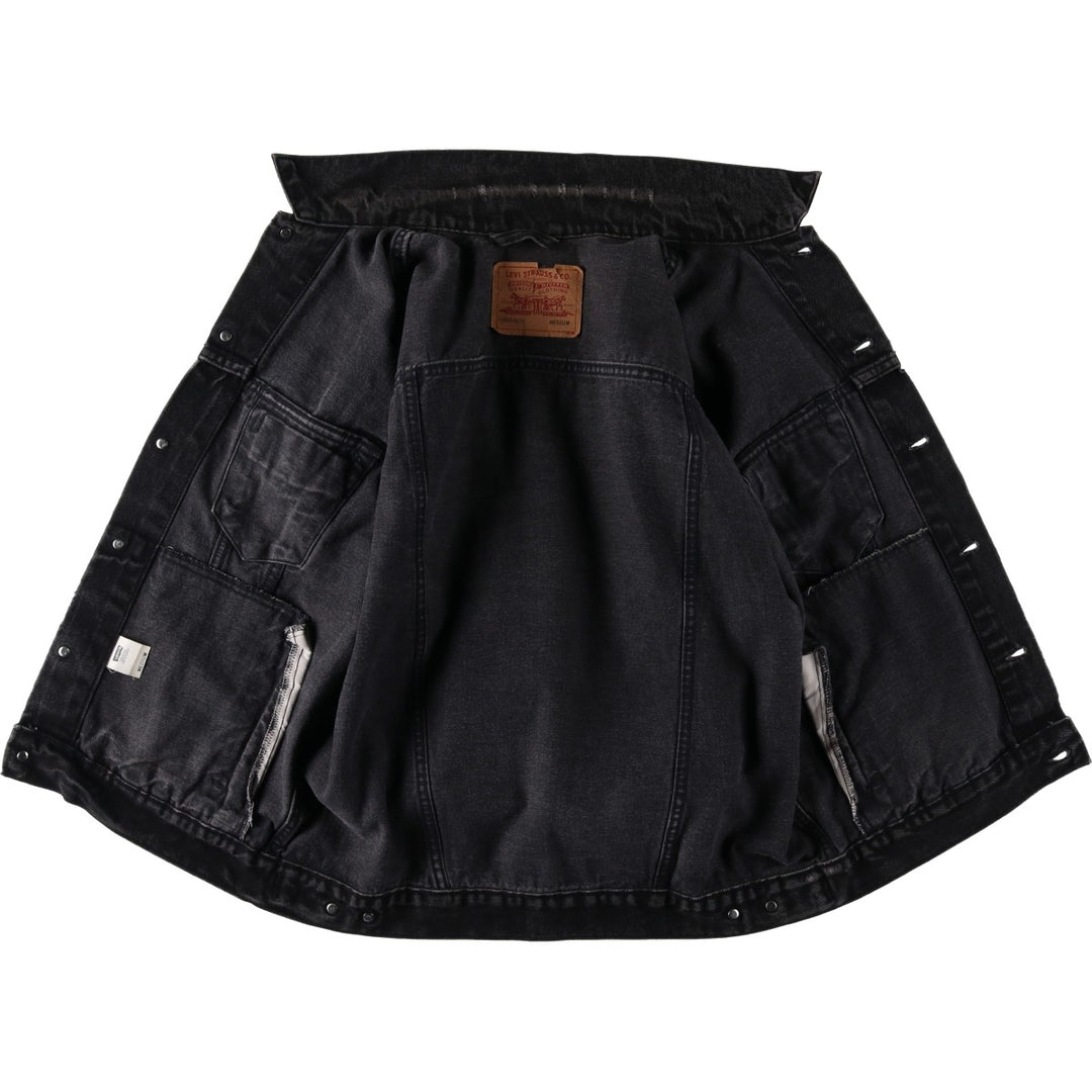 1990'S Levi's 70507-4159 Black Denim Jacket, Made in USA, Men's Size M (Equivalent), Vintage cotton black type Vintage Second Hand