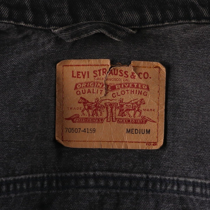 1990'S Levi's 70507-4159 Black Denim Jacket, Made in USA, Men's Size M (Equivalent), Vintage cotton black type Vintage Second Hand