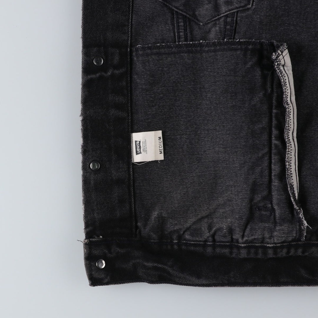 1990'S Levi's 70507-4159 Black Denim Jacket, Made in USA, Men's Size M (Equivalent), Vintage cotton black type Vintage Second Hand