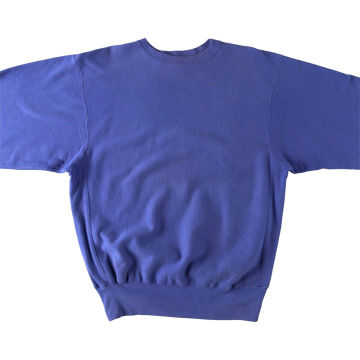 90'S Champion Reverse Weave Blank Sweatshirt with Embroidered Tag (No Logo), Made in USA, Men's XXL equivalent. cotton Purple type blue-purple Vintage Second Hand