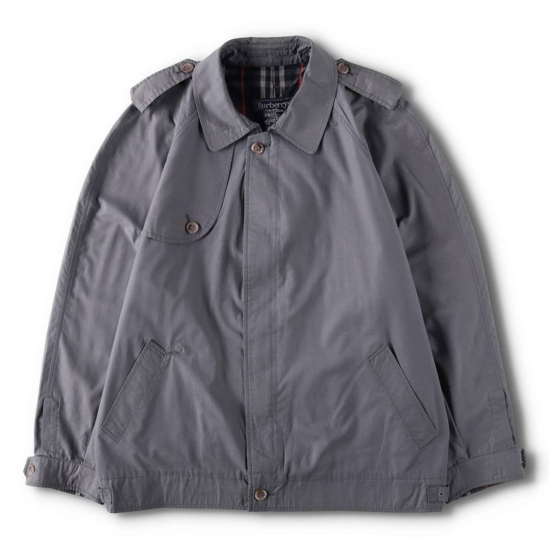 Burberry's Short Trench Jacket, Poly/Cotton Blend, Made in England, Men's Size XL (approx.) cotton navy blue type Vintage Second Hand