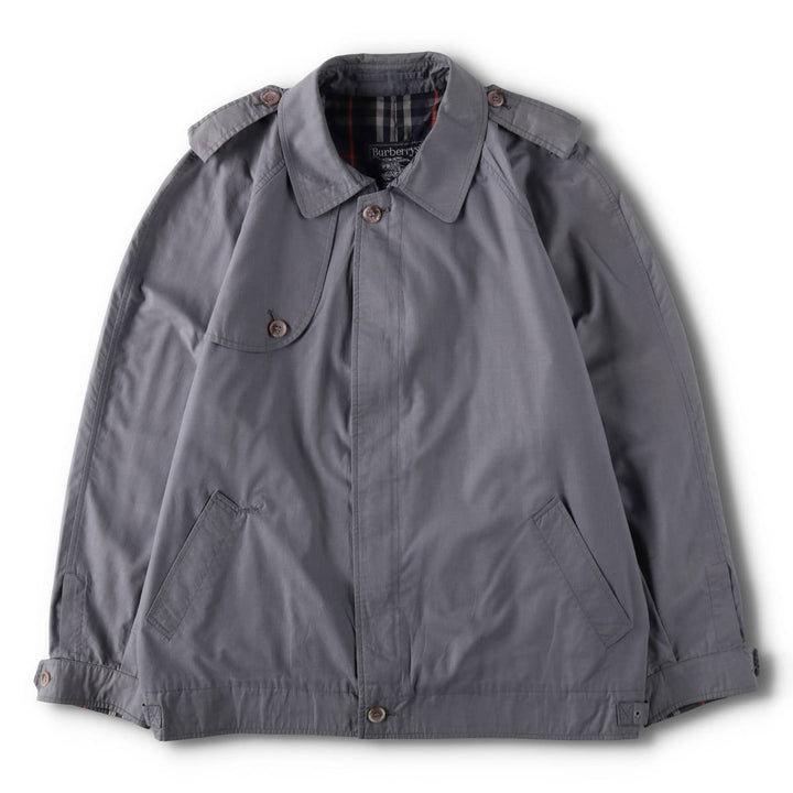 Burberry's Short Trench Jacket, Poly/Cotton Blend, Made in England, Men's Size XL (approx.) cotton navy blue type Vintage Second Hand