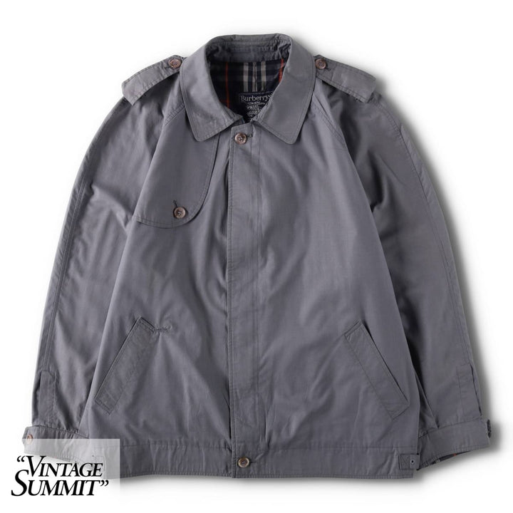 Burberry's Short Trench Jacket, Poly/Cotton Blend, Made in England, Men's Size XL (approx.) cotton navy blue type Vintage Second Hand