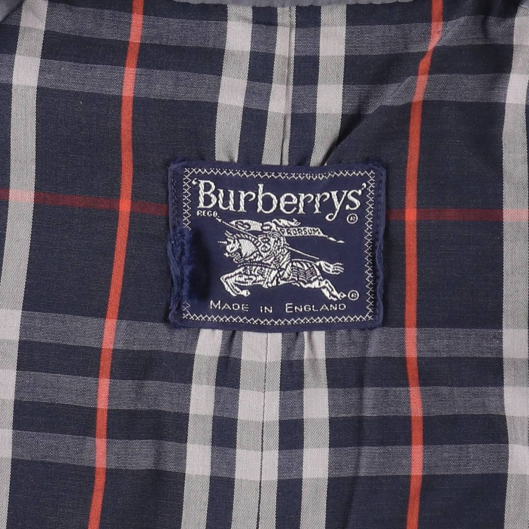 Burberry's Short Trench Jacket, Poly/Cotton Blend, Made in England, Men's Size XL (approx.) cotton navy blue type Vintage Second Hand