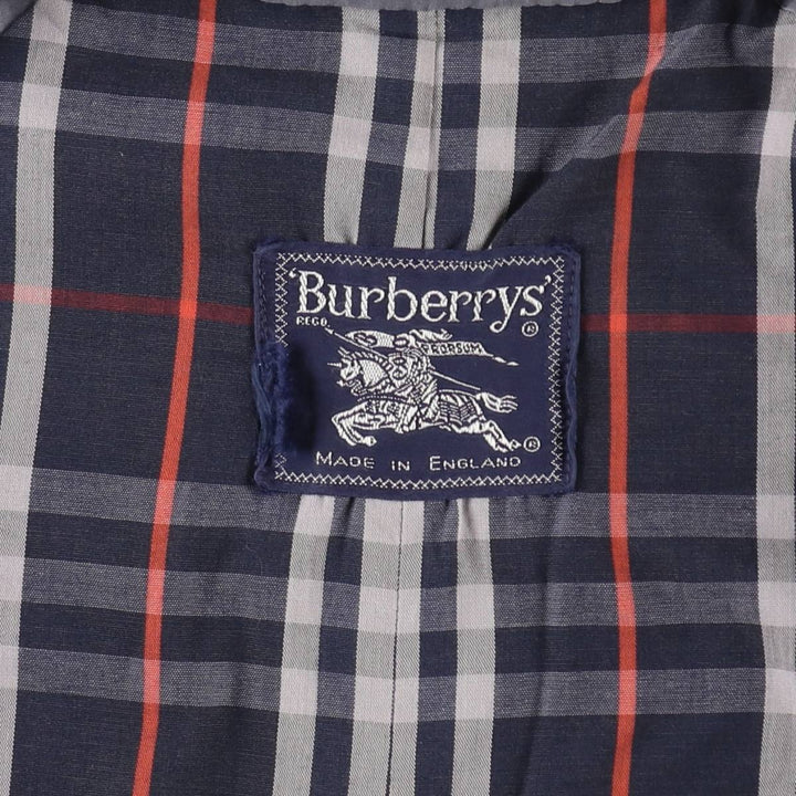 Burberry's Short Trench Jacket, Poly/Cotton Blend, Made in England, Men's Size XL (approx.) cotton navy blue type Vintage Second Hand