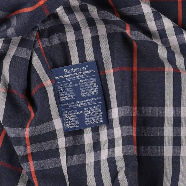 Burberry's Short Trench Jacket, Poly/Cotton Blend, Made in England, Men's Size XL (approx.) cotton navy blue type Vintage Second Hand