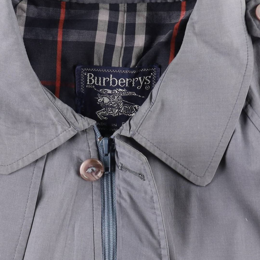 Burberry's Short Trench Jacket, Poly/Cotton Blend, Made in England, Men's Size XL (approx.) cotton navy blue type Vintage Second Hand