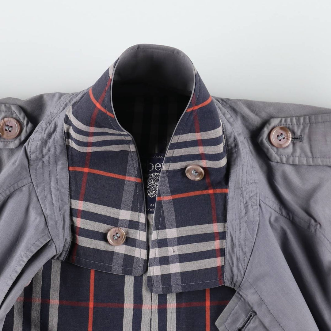 Burberry's Short Trench Jacket, Poly/Cotton Blend, Made in England, Men's Size XL (approx.) cotton navy blue type Vintage Second Hand