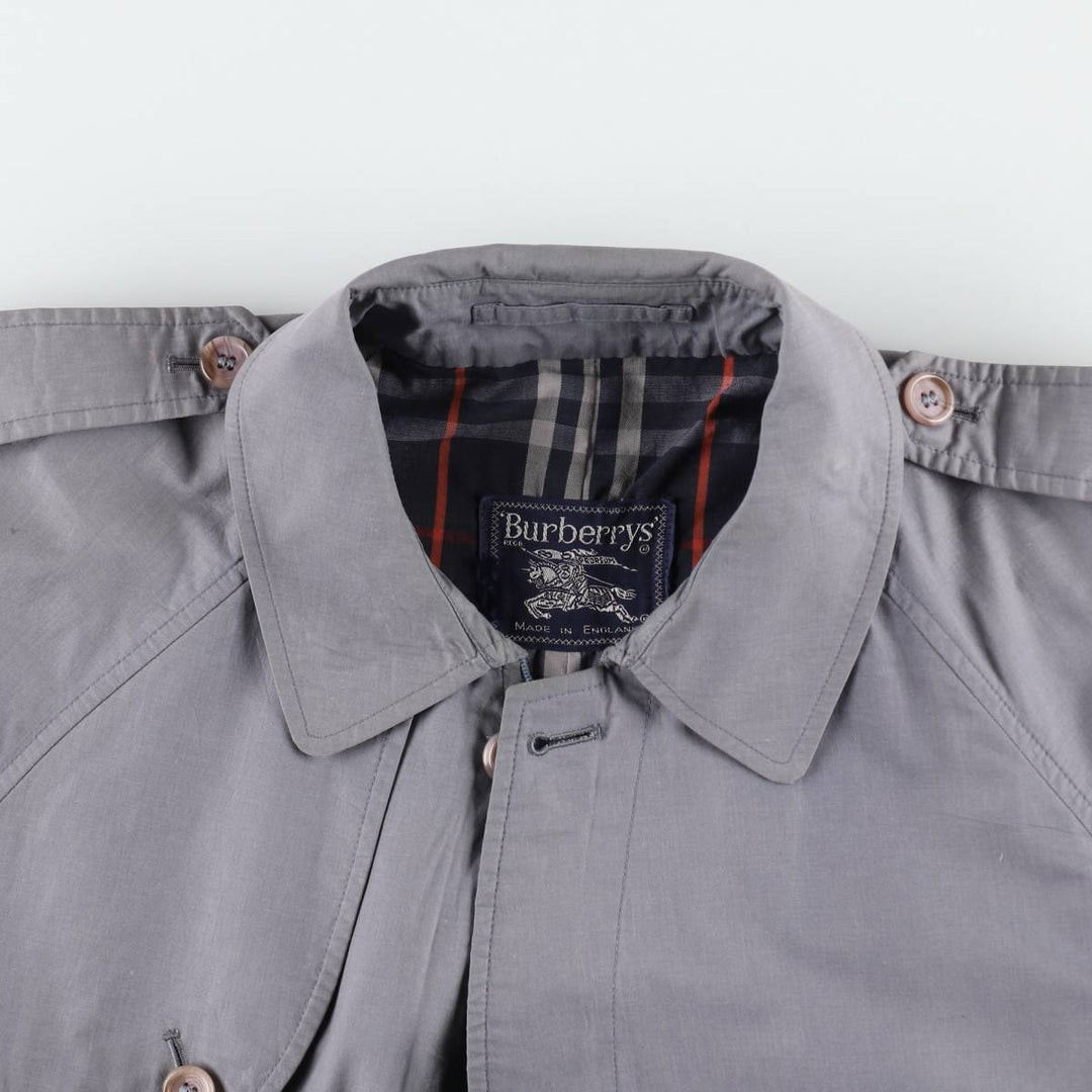 Burberry's Short Trench Jacket, Poly/Cotton Blend, Made in England, Men's Size XL (approx.) cotton navy blue type Vintage Second Hand
