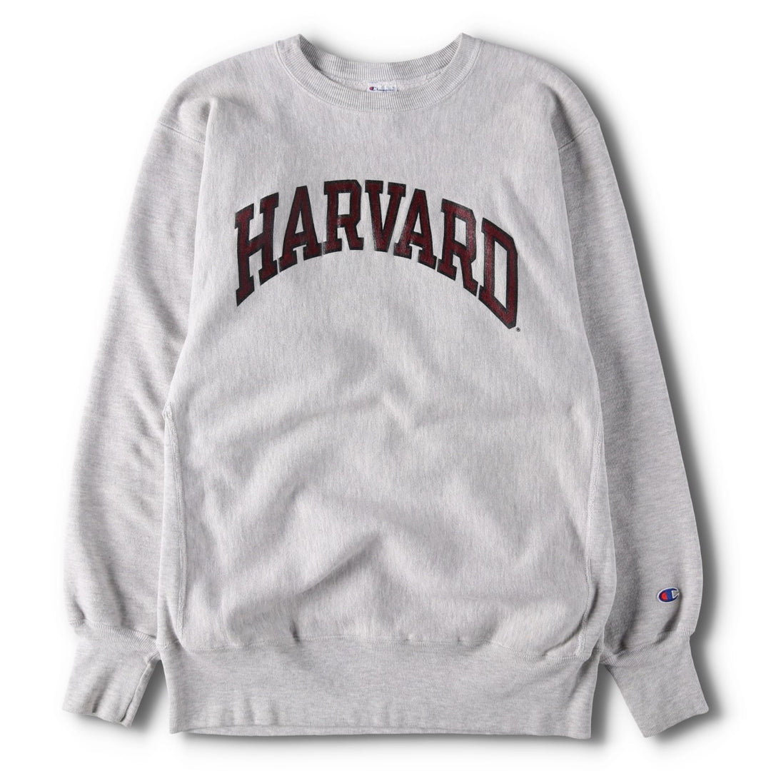 90'S Champion Reverse Weave Embroidered Tag Harvard University College Sweatshirt, Made in USA cotton gray type Vintage Second Hand