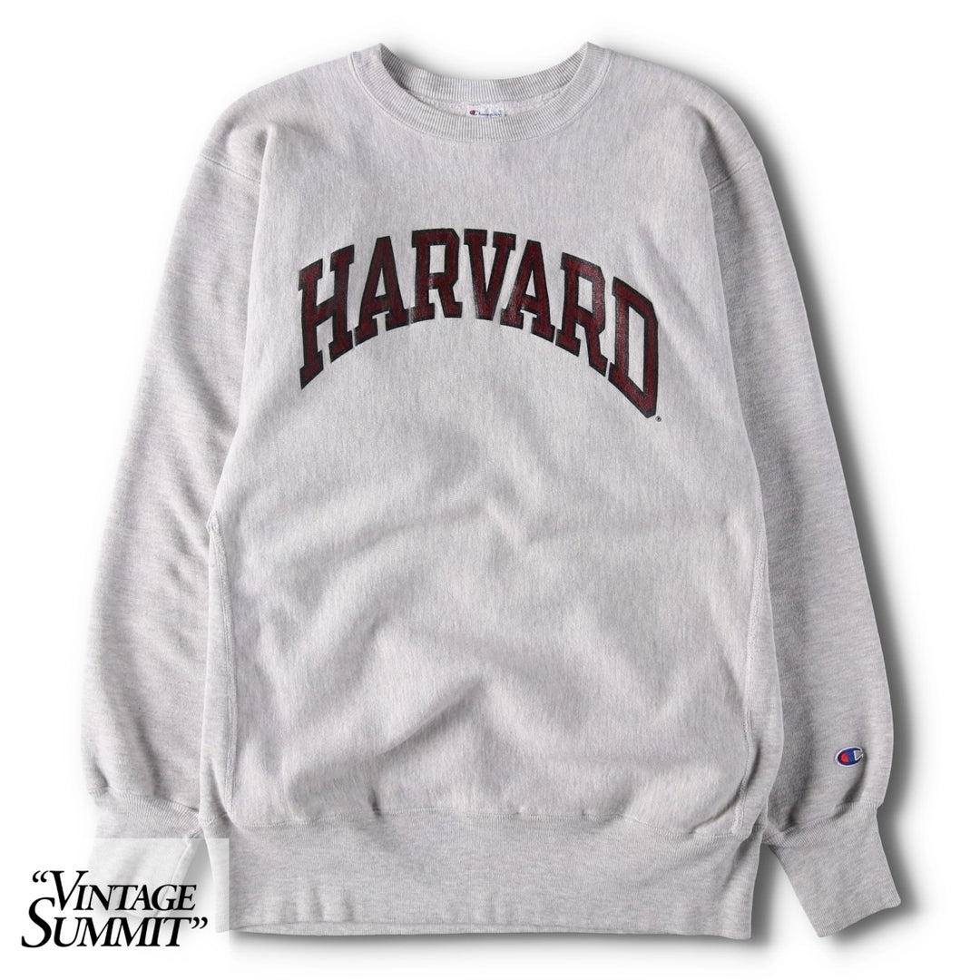 90'S Champion Reverse Weave Embroidered Tag Harvard University College Sweatshirt, Made in USA cotton gray type Vintage Second Hand