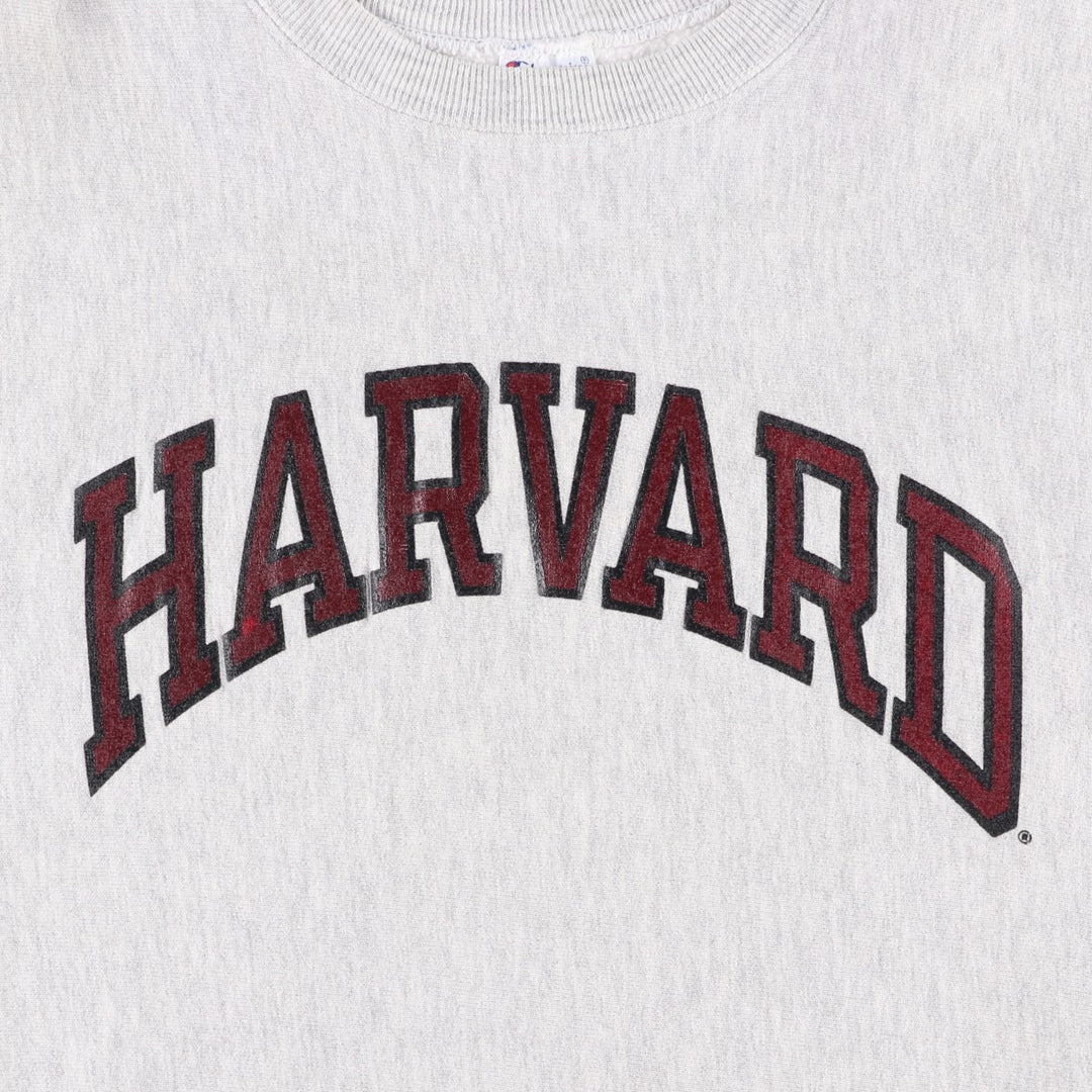 90'S Champion Reverse Weave Embroidered Tag Harvard University College Sweatshirt, Made in USA cotton gray type Vintage Second Hand