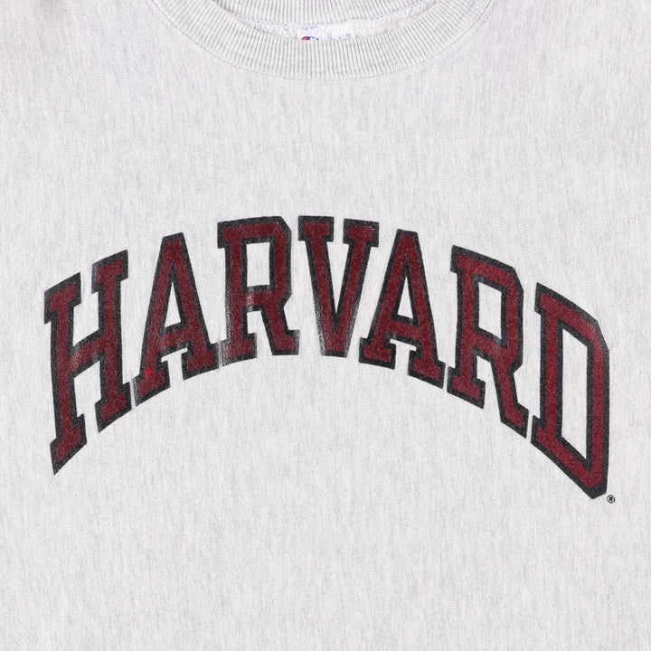 90'S Champion Reverse Weave Embroidered Tag Harvard University College Sweatshirt, Made in USA cotton gray type Vintage Second Hand