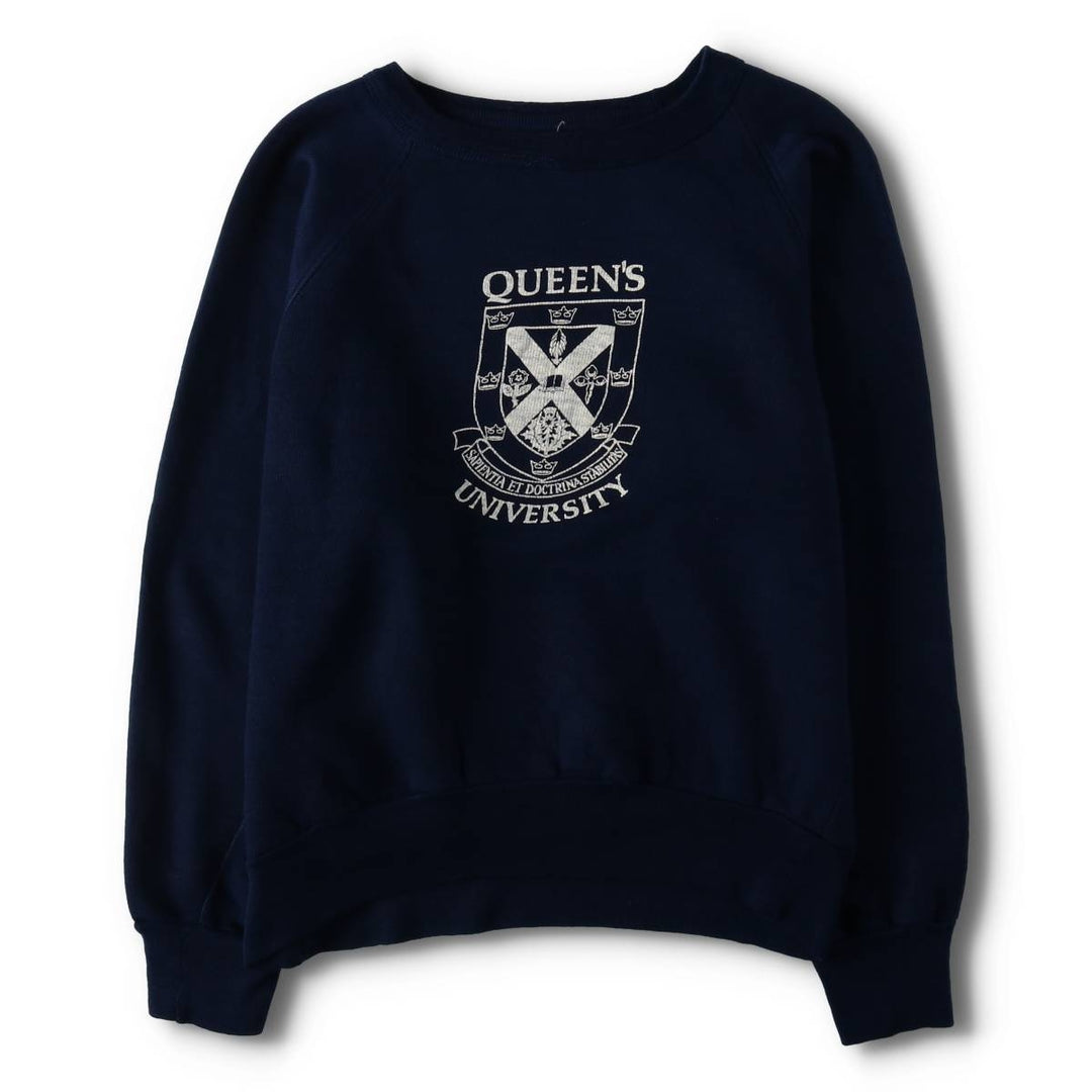 60s-70'S UNKNOWN College Sweatshirt, Men's Size M (approx.), Vintage unclear navy blue type Vintage Second Hand