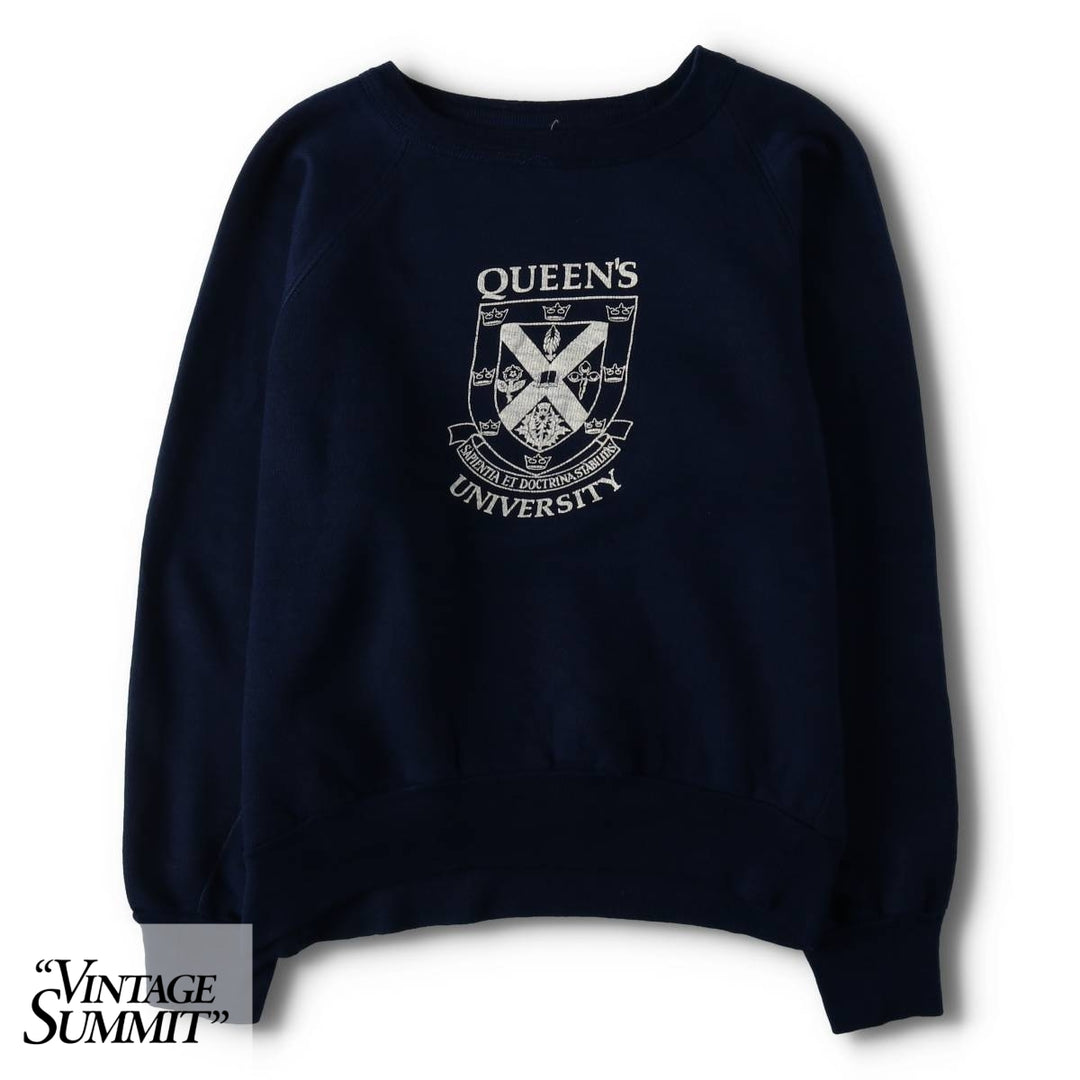 60s-70'S UNKNOWN College Sweatshirt, Men's Size M (approx.), Vintage unclear navy blue type Vintage Second Hand