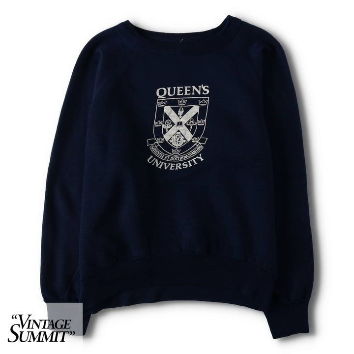60s-70'S UNKNOWN College Sweatshirt, Men's Size M (approx.), Vintage unclear navy blue type Vintage Second Hand