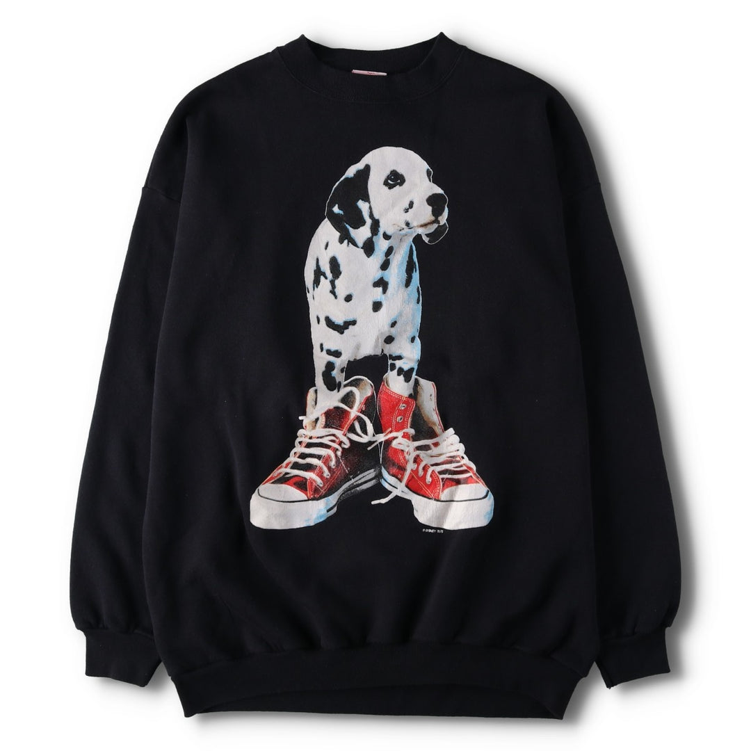90'S Disney 101 Dalmatians Dog Print Movie Sweatshirt, Made in USA, Men's XL (approx.) Vintage cotton black type Vintage Second Hand