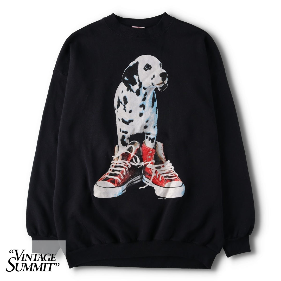 90'S Disney 101 Dalmatians Dog Print Movie Sweatshirt, Made in USA, Men's XL (approx.) Vintage cotton black type Vintage Second Hand