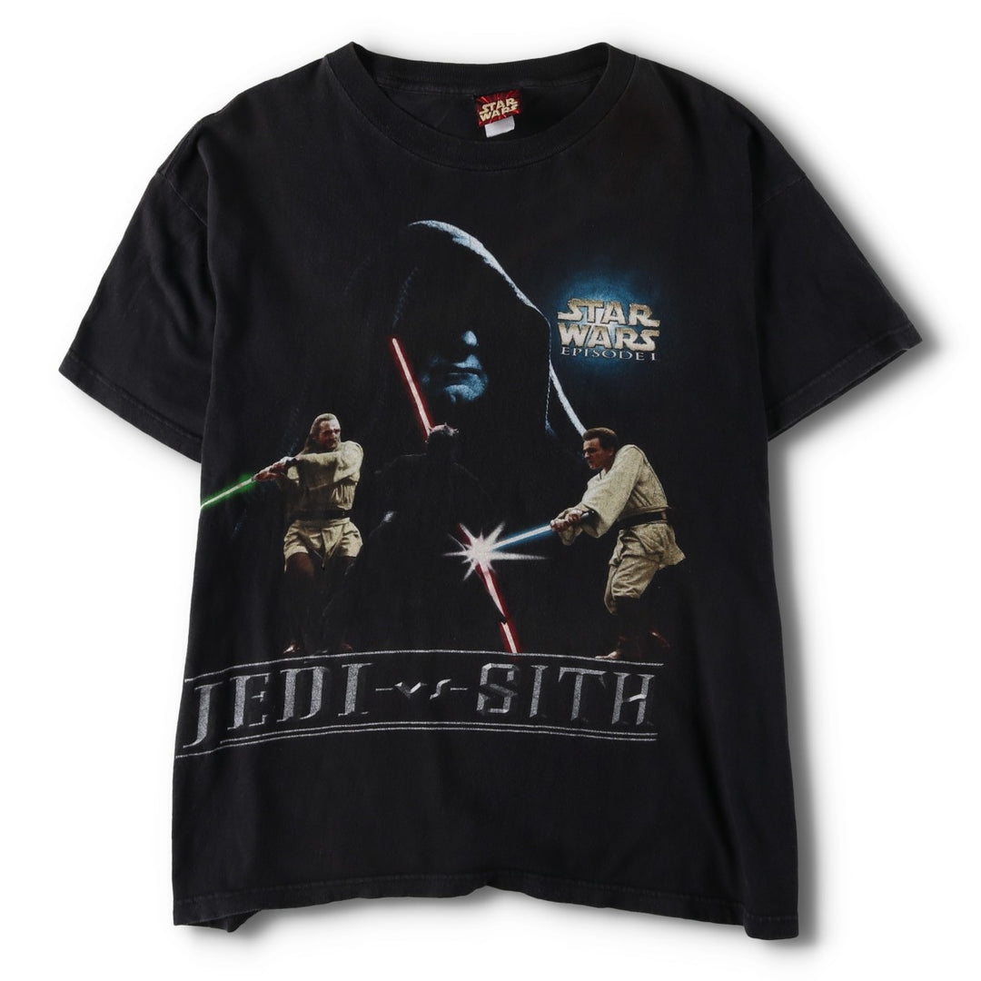 STAR WARS EPISODE 1 Movie T-Shirt (Men's Size L) unclear black type Vintage Second Hand