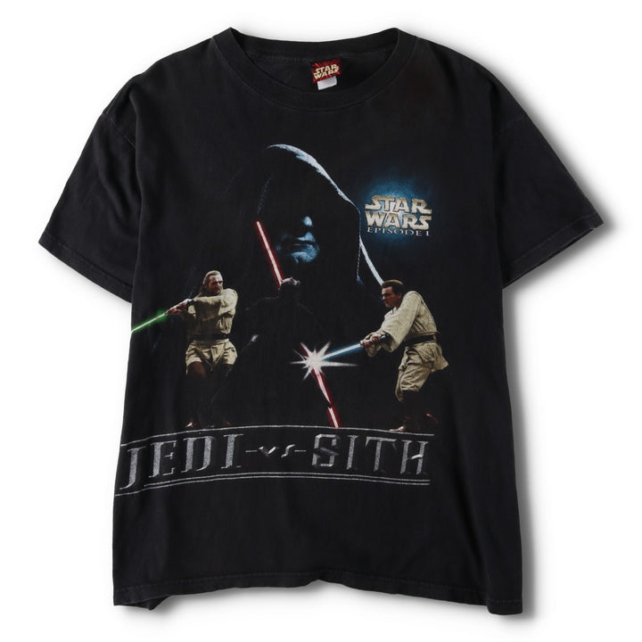 STAR WARS EPISODE 1 Movie T-Shirt (Men's Size L) unclear black type Vintage Second Hand