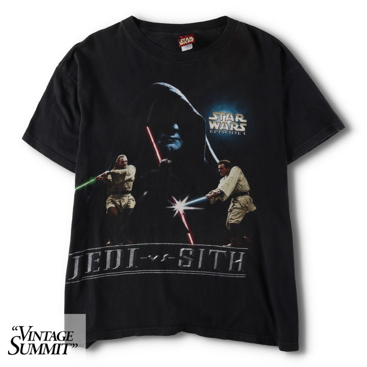 STAR WARS EPISODE 1 Movie T-Shirt (Men's Size L) unclear black type Vintage Second Hand