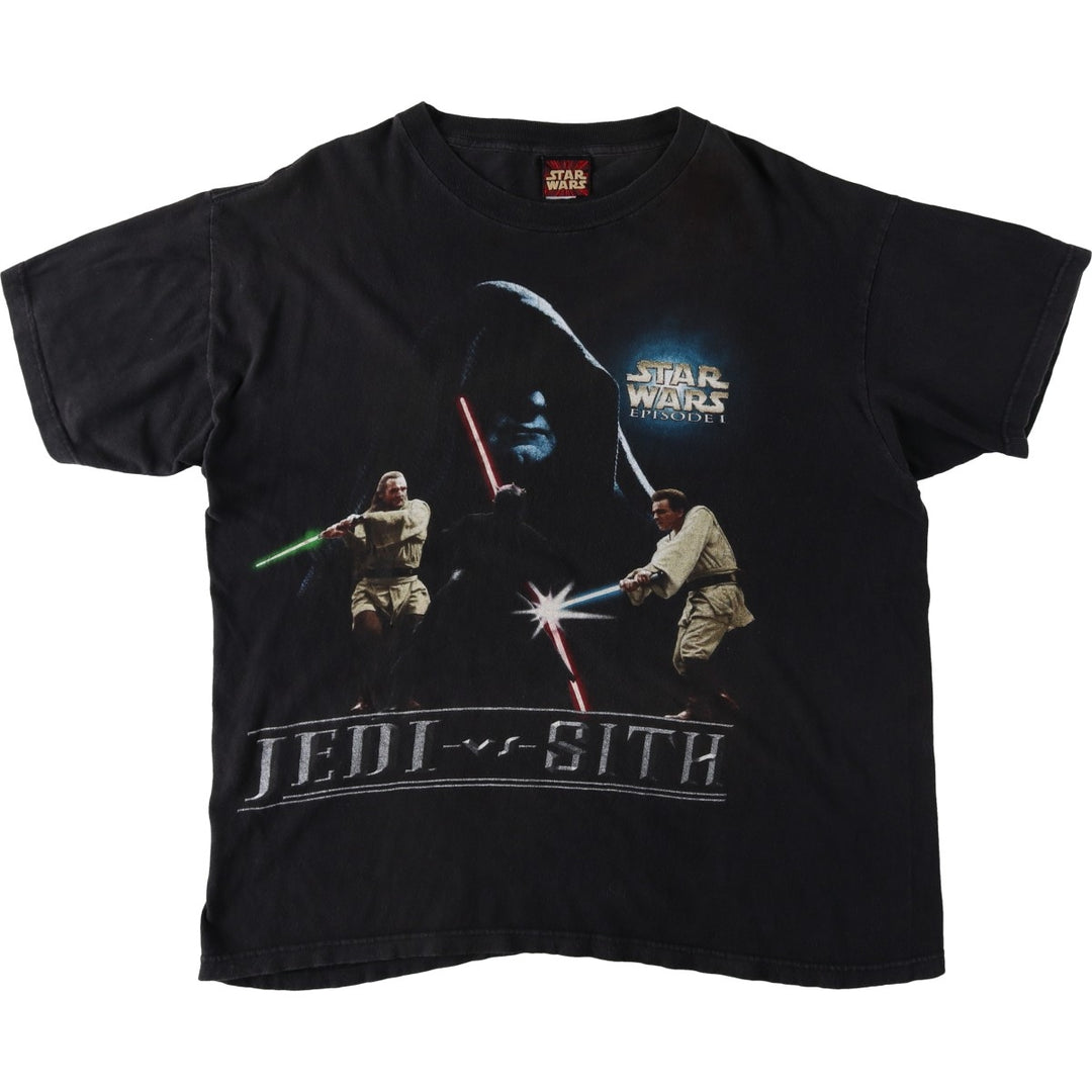 STAR WARS EPISODE 1 Movie T-Shirt (Men's Size L) unclear black type Vintage Second Hand