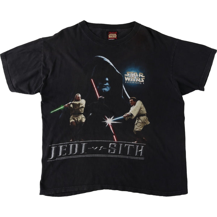 STAR WARS EPISODE 1 Movie T-Shirt (Men's Size L) unclear black type Vintage Second Hand