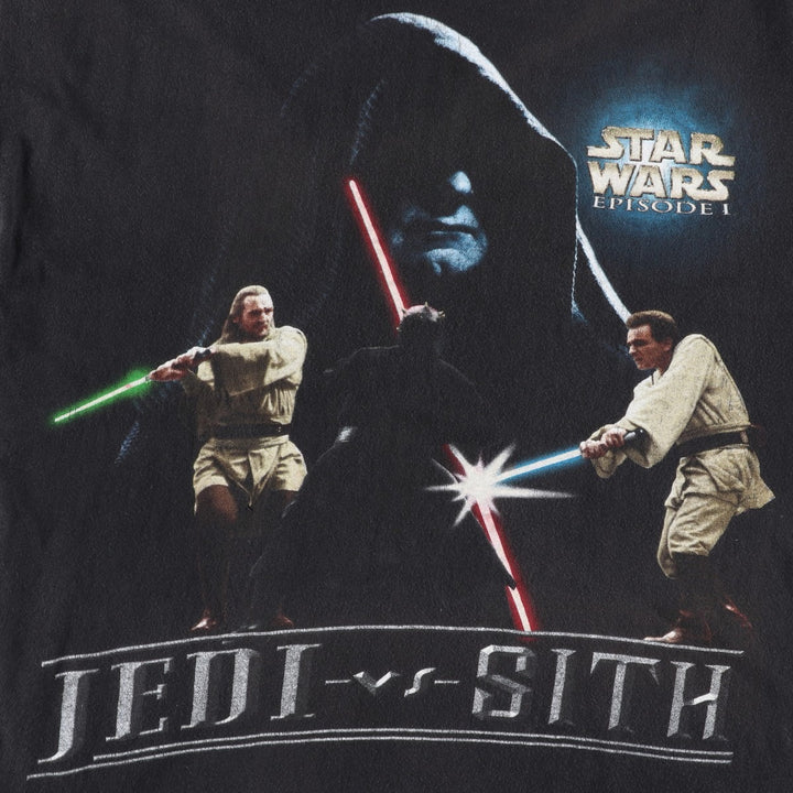 STAR WARS EPISODE 1 Movie T-Shirt (Men's Size L) unclear black type Vintage Second Hand
